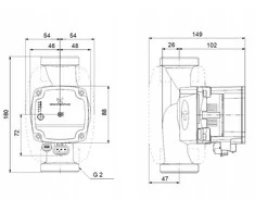 Grundfos sūknis ALPHA1 L 32-40 180mm DN32 4-25W 230V 50Hz PN10