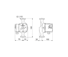Grundfos Sūknis UPS 25-60 N 180mm DN25 50-60W 230V 50Hz PN10