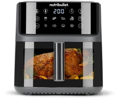 Gruzdintuvė beztłuszczowa Nutribullet Gruzdintuvė na gorące powietrze CRISPLITE VISION(juoda/sidabrinė, 2.000 Watt, kosz 8 Liter, su oknem)
