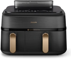 „Philips 5000“ serijos NA552/00 gruzdintuvė Dviguba 9 l Atskirai stovinti 2750 W karšto oro gruzdintuvė Juodas (Pažeista pakuotė)