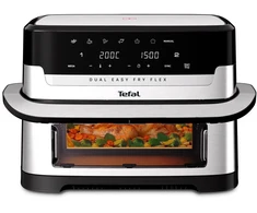 Gruzdintuvė Tefal Dual Easy Fry Flex EY922D 9 L Stand-alone Hot air fryer Juodas, Nerūdijantis plienas