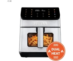 Gruzdintuvė beztłuszczowa Tesla AirCook DualHeat QD65 XXL Cyfrowa frytkownica beztłuszczowa su podwójnym grzaniem (AIRCKQD65XXLBLK)