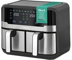 Gruzdintuvė Heinrich‘’s HFR 8214 Double hot air fryer 2 x 4.5 l = 9.0 l 1300-2400 W Juodas - Sidabrinis