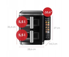 Gruzdintuvė PODWÓJNA PIONOWA BEZTŁUSZCZOWA AIR FRYER 2800W 11L XXL WEBBER