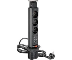 GTV Kištukinis lizdas su įžeminimu 2 x USB 2.1A 5V 1.5m (AE- BPW3U60U- 20)
