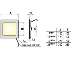 GTV LED mirksi šviesos PLUS 19W 1520lm 120 ° IP20 3000K įvadas balta LD- MW19W- CBP