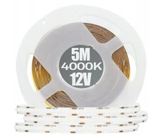 GTV LED Strip COB 12V, 480LED/m, 8mm, 10W/m, without gel, neutral baltas