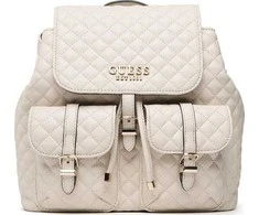 Guess, Adam Flap, Polyurethane, Textile Backpack, Stone, For Women