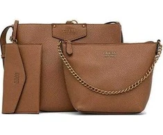 Guess, Brenton, Ecological leather, Textile Bag, Rigid structure, Caramel, 6432, For Women, 22 x 18 x 9 cm