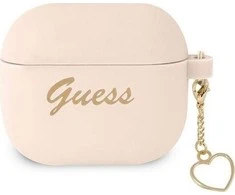Guess dėklas, skirtas Airpods 3 GUA3LSCHSP rožiniam silikoniniam širdies žavesiui