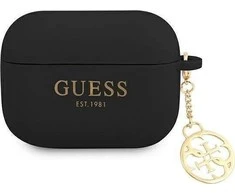 Guess GUAPLSC4EK AirPods Pro dėklas ausinėms juodos spalvos silikoninis Charm 4G Collection