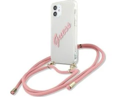 Apple iPhone 12 Mini Guess dėklas Script Vintage (GUHCP12SCRTVSPI) rožinės spalvos