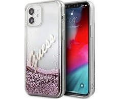 Dėklas GUESS GUHCP12SGLVSPI HARD CASE GLITTER VINTAGE SCRIPT IPHONE 12 MINI Rožinis