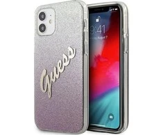 Dėklas GUESS GLITTER GRADIENT SCRIPT IPHONE 12 MINI Rožinis