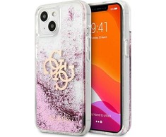 Apple iPhone 13 Mini Guess dėklas 4G Big Liquid Glitter (GUHCP13SLG4GPI) rožinės spalvos