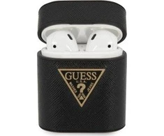 Guess Dėklas Guess GUACA2VSATMLBK Apple AirPods cover juoda/juodas Saffiano