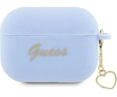 Apple AirPods Pro 2 Guess silikoninis Charm Heart Collection (GUAP2LSCHSB) ausinių dėklas mėlynos spalvos