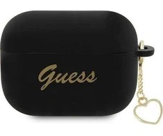 Apple AirPods Pro 2 Guess silikoninis Charm Heart Collection (GUAP2LSCHSK) ausinių dėklas juodos spalvos