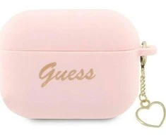 Apple AirPods Pro 2 Guess silikoninis Charm Heart Collection (GUAP2LSCHSP) ausinių dėklas rožinės spalvos