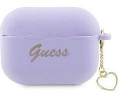 Apple AirPods Pro 2 Guess silikoninis Charm Heart Collection (GUAP2LSCHSU) ausinių dėklas violetinės spalvos