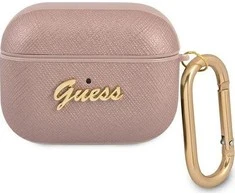Dėklas GUESS GUAPSASMP AIRPODS PRO COVER Rožinis/Rožinis SAFFIANO SCRIPT METAL COLLECTION
