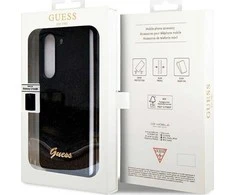 Guess GUHCZFD5HGGSHK F946 Z Fold5 juodos spalvos kietas dėklas Glitter Script