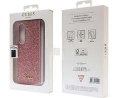 Guess GUHCZFD5HGGSHP F946 Z Fold5rožinės spalvos kietas dėklas Glitter Script