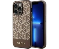 Apple iPhone 14 Pro Guess dėklas GCube Stripes MagSafe (GUHMP14XHGCFSEW) rudos spalvos