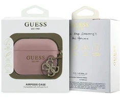 Guess 4G Charm Silicone dėklas skirtas Apple AirPods Pro 3 rožinės spalvos