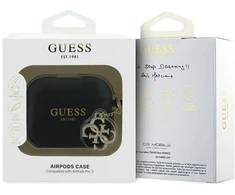 Guess 4G Charm Silicone dėklas skirtas Apple AirPods Pro 3 juodos spalvos