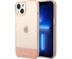 Guess GUHCP14MHGCOP iPhone 14 Plus 6,7 colių eilinis/rožinis kietas dėklas, permatomas