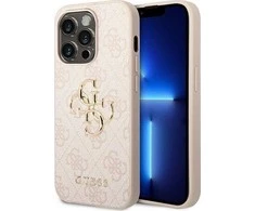 Guess GUHCP14X4GMGPI iPhone 14 Pro Max 6.7" rožinis/rožinis kietas 4G dėklas, didelis metalinis logotipas