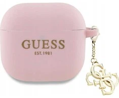 Dėklas Guess GUA4LECG4P AirPods 4 cover pink Silicone 4G Charm