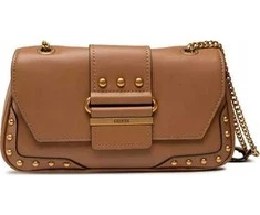 Guess, Greta, Polyurethane, Textile Crossbody Bag, Cognac, hwvb81 29210, 16 x 29 x 5.3 cm, For Women