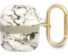 Apple AirPods ausinių dėklas Guess AirPods Marble Strap Collection (GUA2HCHMAG) pilka