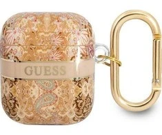 Apple AirPods ausinių dėklas Guess AirPods Paisley Strap Collection (GUA2HHFLD) aukso spalvos