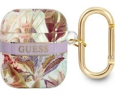 Dėklas GUESS GUA2HFLU AIRPODS 1/2 dangtelio violetinė/purpurinė Flower STAP KOLEKCIJA
