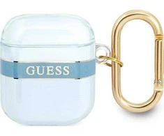 Apple AirPods ausinių dėklas Guess AirPods Strap Collection (GUA2HHTSB) mėlynos spalvos