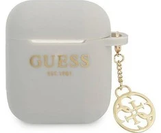 Apple AirPods Guess silikoninis Charm 4G Collection (GUA2LSC4EG) ausinių dėklas pilkos spalvos