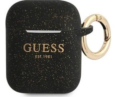 Guess GUA2SGGEK AirPods dėklas juodos spalvos Silicone Glitter