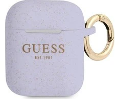 Dėklas Guess GUA2SGGEU „AirPods“ dangtelis yra purpurinis / violetinis silikono blizgesys