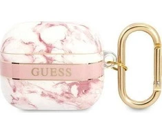 Apple AirPods 3 ausinių dėklas Guess AirPods Marble Strap Collection (GUA3HCHMAP) rožinės spalvos
