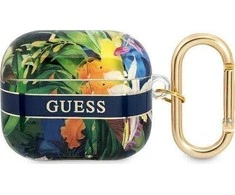 Apple AirPods 3 ausinių dėklas Guess AirPods Flower Strap Collection (GUA3HHFLB) mėlynos spalvos