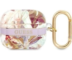 Apple AirPods 3 ausinių dėklas Guess AirPods Flower Strap Collection (GUA3HHFLU) violetinės spalvos