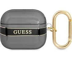 Dėklas GUESS GUA3HTSK AIRPODS 3 COVER Juodas/Juodas STRAP COLLECTION