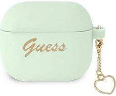 Apple AirPods 3 Guess silikoninis Charm Heart Collection (GUA3LSCHSN) ausinių dėklas žalios spalvos