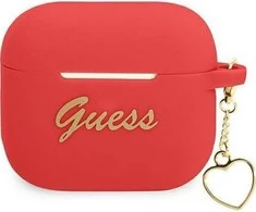 Apple AirPods 3 Guess silikoninis Charm Heart Collection (GUA3LSCHSR) ausinių dėklas raudonos spalvos