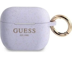 Guess apsauginis dėklas GUA3SGGEU silikoninis blizgus, skirtas AirPods 3 purpurinis