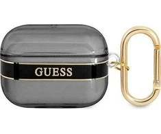 Apple AirPods Pro ausinių dėklas Guess AirPods Strap Collection (GUAPHHTSK) juodos spalvos