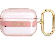 Apple AirPods Pro ausinių dėklas Guess AirPods Strap Collection (GUAPHHTSP) rožinės spalvos